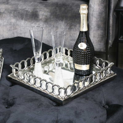 Chrome and Mirror Chain Link Tray