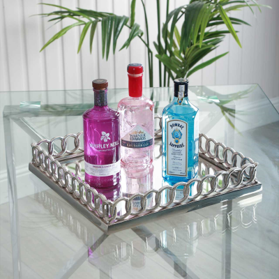 35cm Chrome and Mirror Chain Link Tray