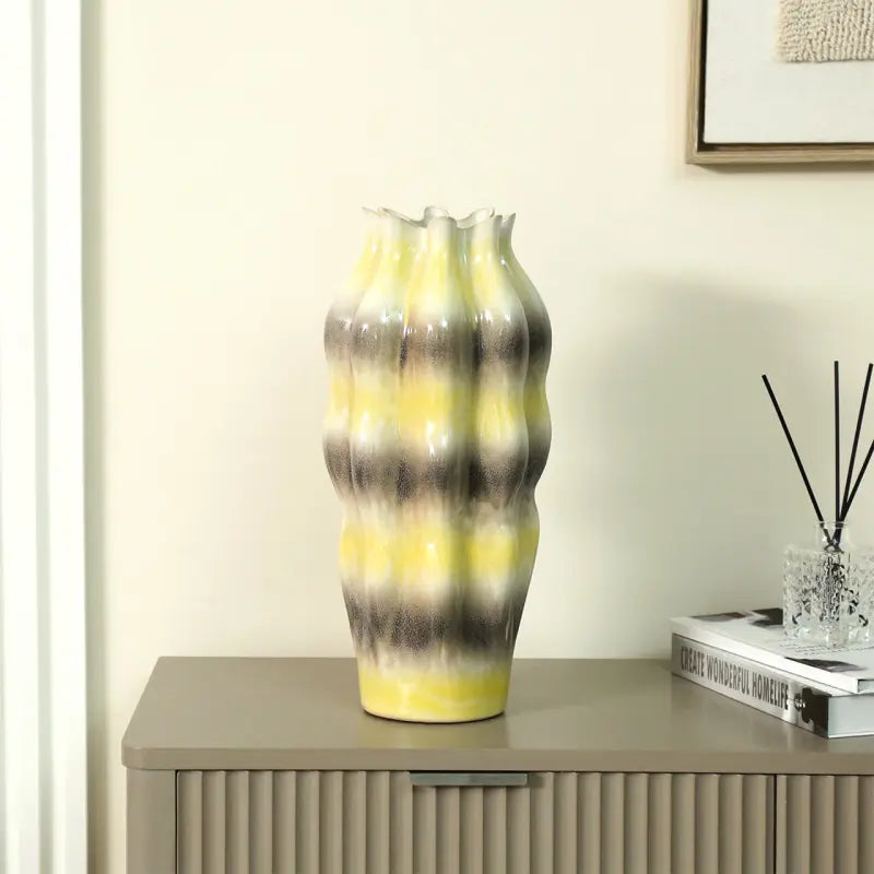 Ceramic Vase with Multicolour Stripes