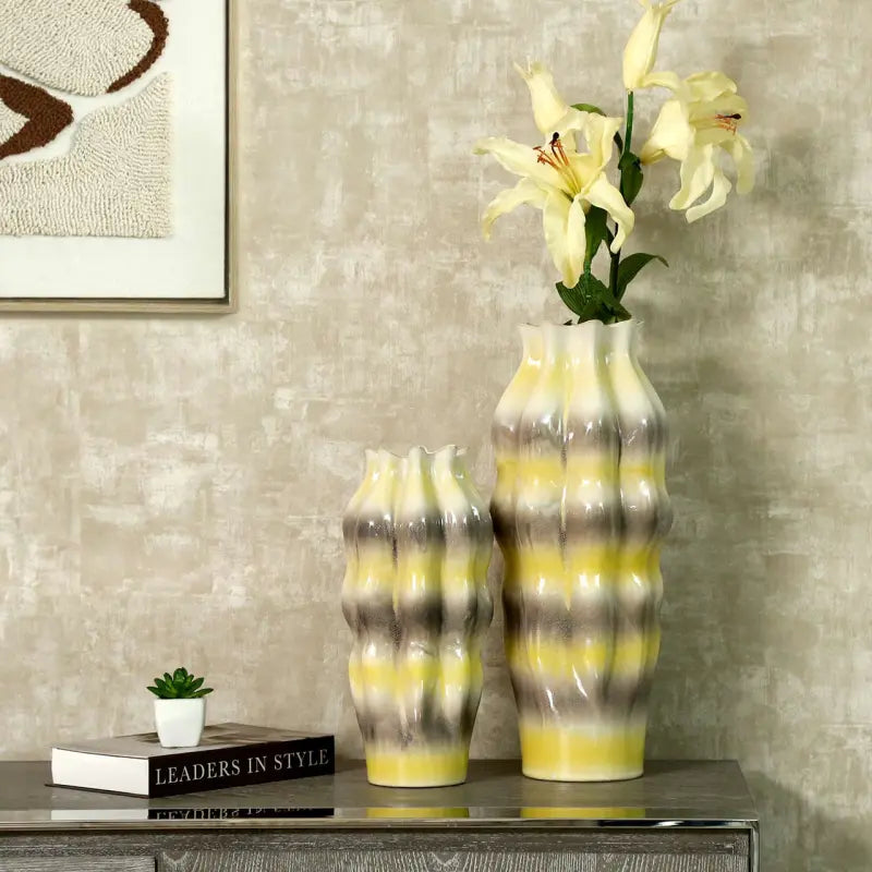 Ceramic Vase with Multicolour Stripes
