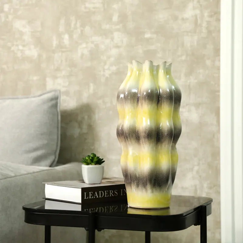 Ceramic Vase with Multicolour Stripes