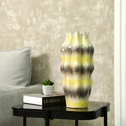 Ceramic Vase with Multicolour Stripes