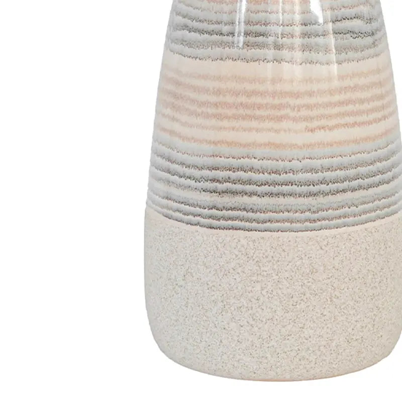 Beige Ceramic Vase with Multicolour Stripes