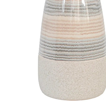Beige Ceramic Vase with Multicolour Stripes