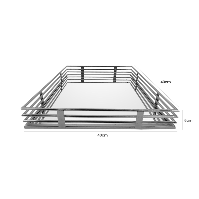 40cm Chrome and Mirror Tray