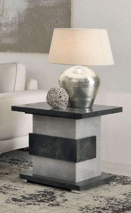 Hilton Italian Grey Gloss Lamp Table with Pedestal Base