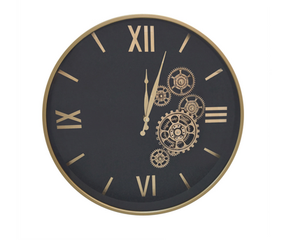 50cm Black and Gold Gears Wall Clock