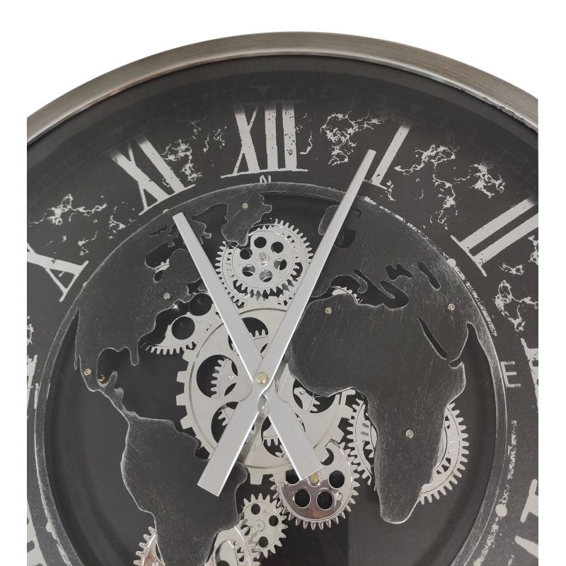 58cm Black Gears Wall Clock
