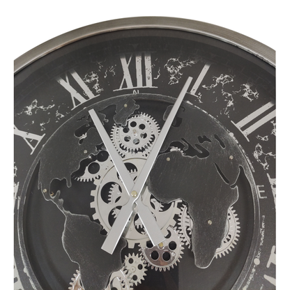 58cm Black Gears Wall Clock