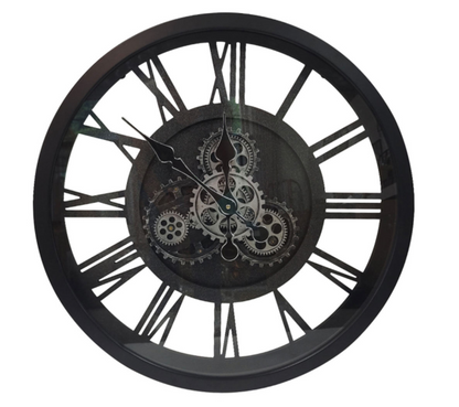 58cm Black and Silver Gears Wall Clock