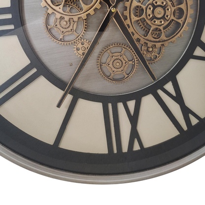 60cm Silver and Gold Gears Wall Clock