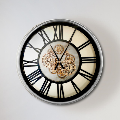 60cm Silver and Gold Gears Wall Clock