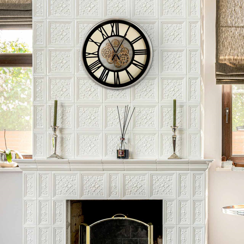 60cm Silver and Gold Gears Wall Clock
