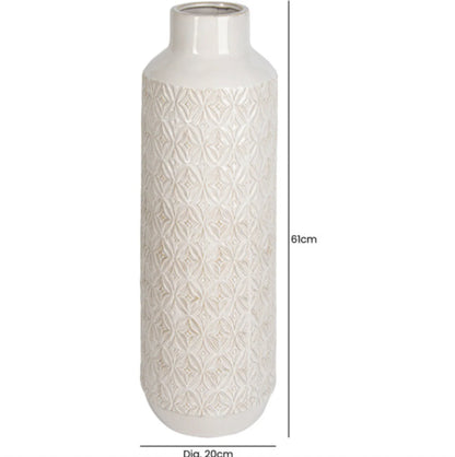 White Carved Ceramic Vase