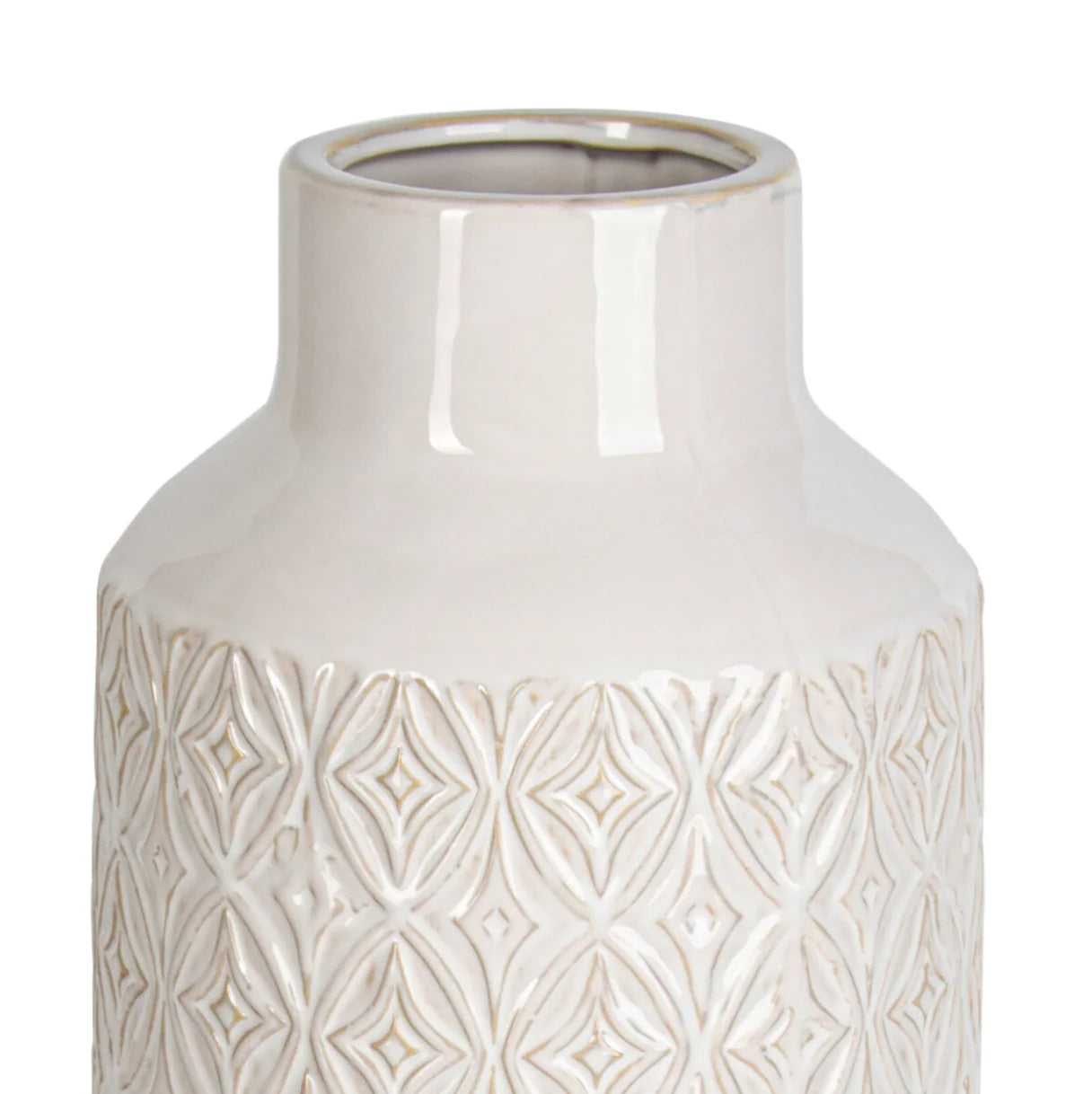 White Carved Ceramic Vase