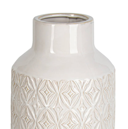 White Carved Ceramic Vase