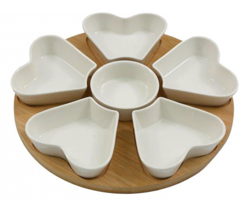 6 Piece Tapas Set With Bamboo Tray