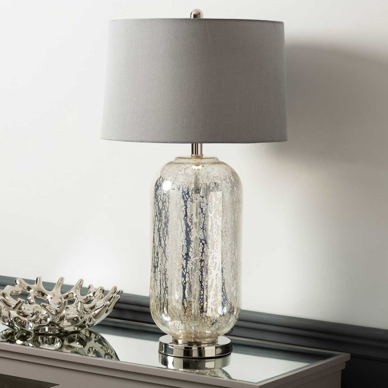 77.5cm Silver Mercury Glass Table Lamp