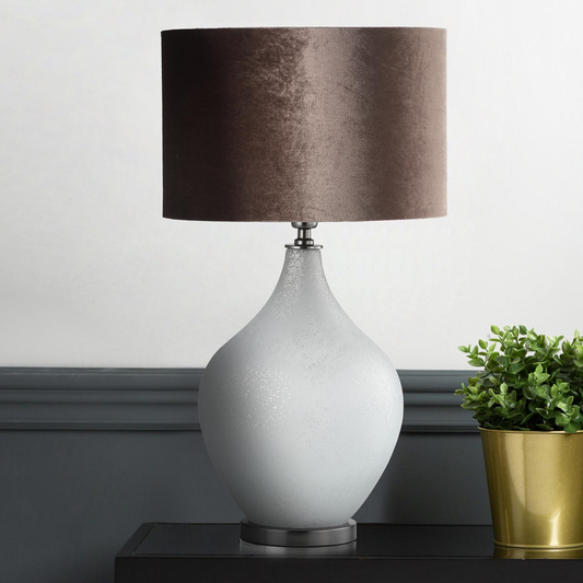 75.5cm Silver Frost Glass Table Lamp with Mocha Velvet