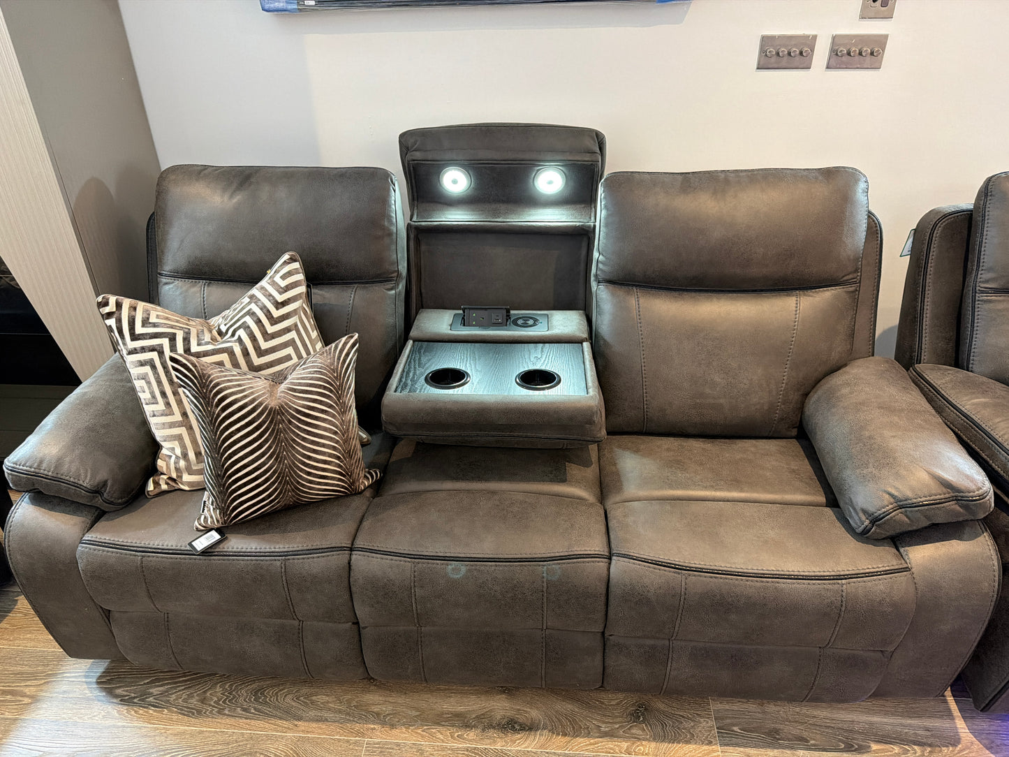 Edward Charcoal Grey Power Recliner LED Sofa Range