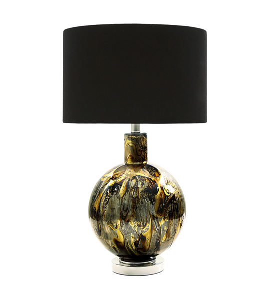 72cm Abstract Glass Table Lamp with Black Velvet Shade