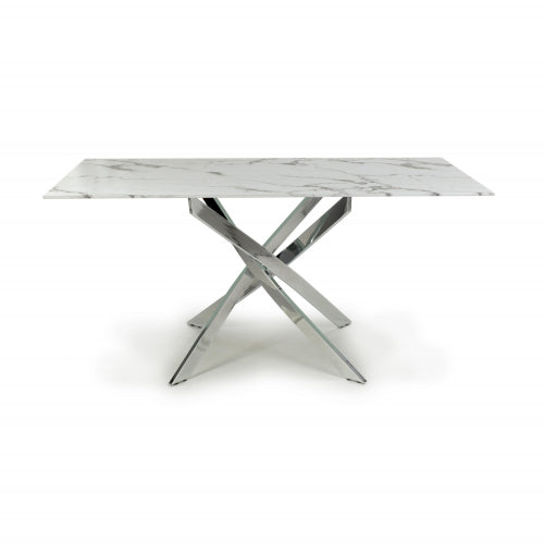 Astoria Ceramic White & Chrome Fixed Top Dining Table