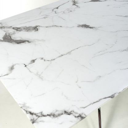 Astoria Ceramic White & Chrome Fixed Top Dining Table