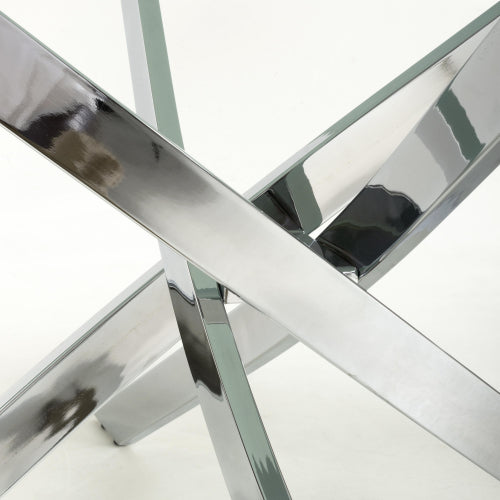 Astoria Ceramic White & Chrome Fixed Top Dining Table