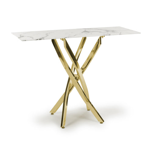 Astoria Ceramic White & Gold Console Table