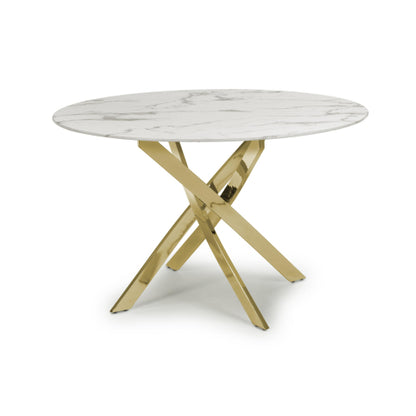 Astoria Ceramic White & Gold Round Dining Table