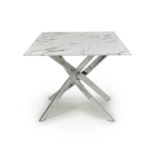 Astoria Ceramic White & Chrome Fixed Top Dining Table