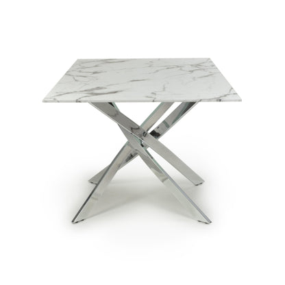 Astoria Ceramic White & Chrome Fixed Top Dining Table