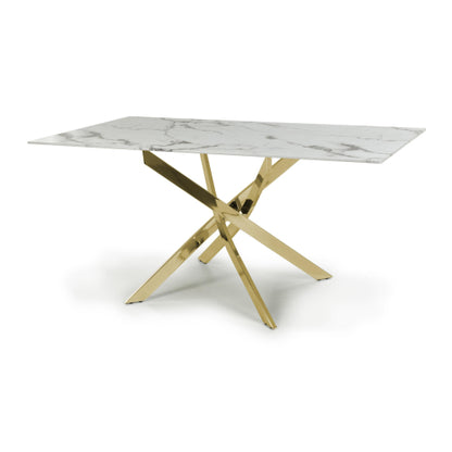 Astoria Ceramic White & Gold Fixed Top Dining Table