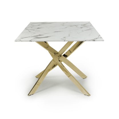 Astoria Ceramic White & Gold Fixed Top Dining Table