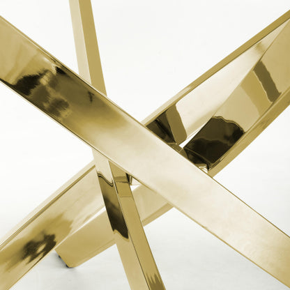 Astoria Ceramic White & Gold Fixed Top Dining Table