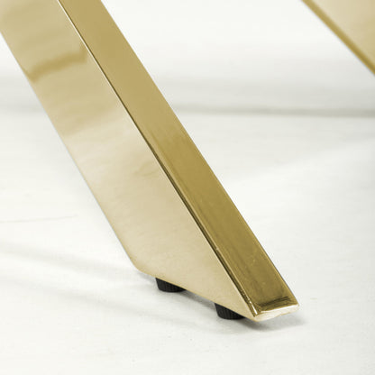 Astoria Ceramic White & Gold Fixed Top Dining Table