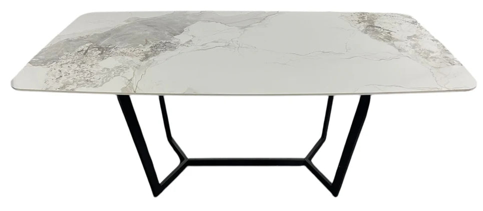 Jessica Ceramic White & Black Fixed Top Dining Table