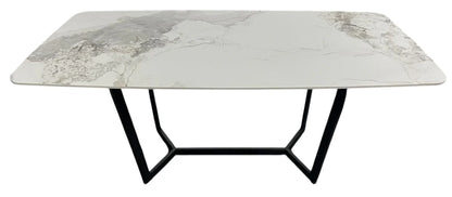 Jessica Ceramic White & Black Fixed Top Dining Table