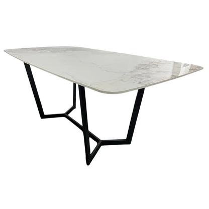 Jessica Ceramic White & Black Fixed Top Dining Table