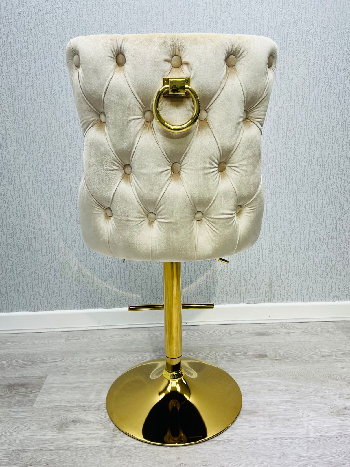 Valentino Cream & Gold Velvet Bar Stool