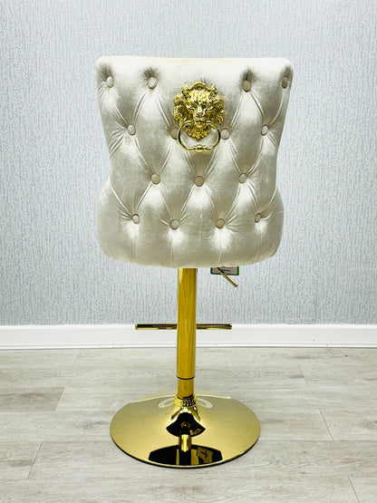 Valentino Cream & Gold Velvet Bar Stool