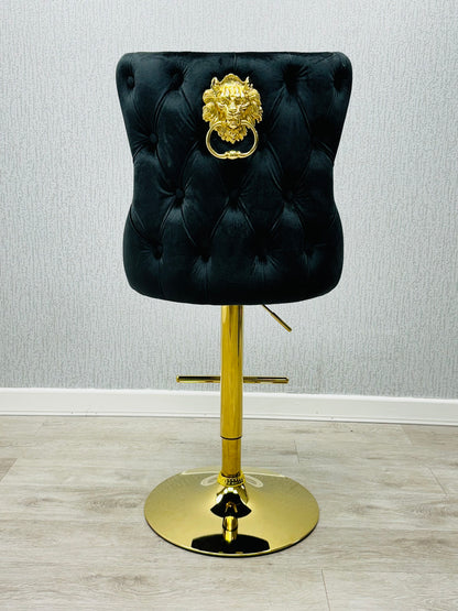 Valentino Black & Gold Velvet Bar Stool