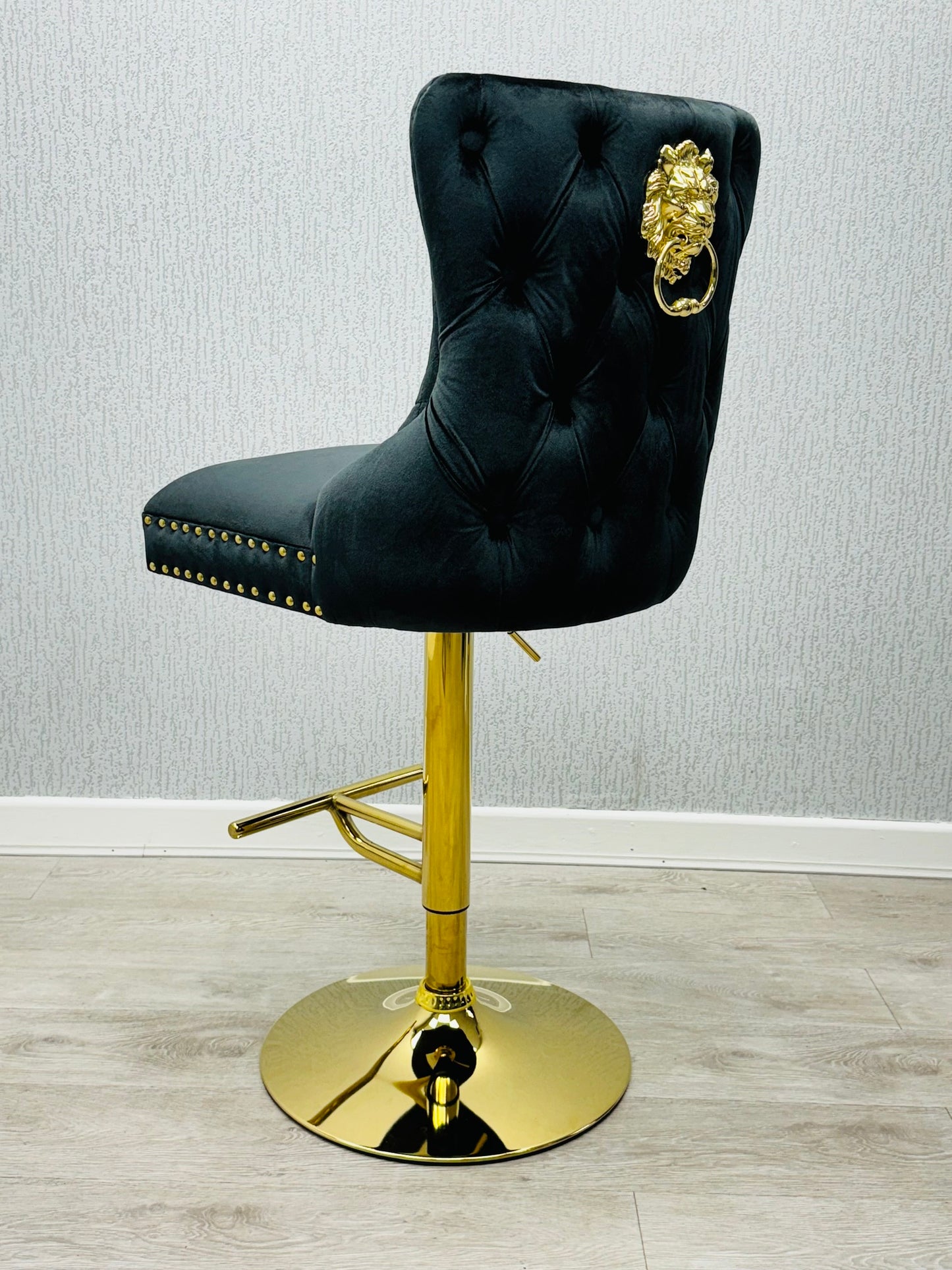 Valentino Black & Gold Velvet Bar Stool