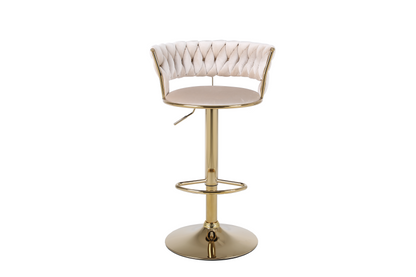 Camilla Cream & Gold Velvet Bar Stool