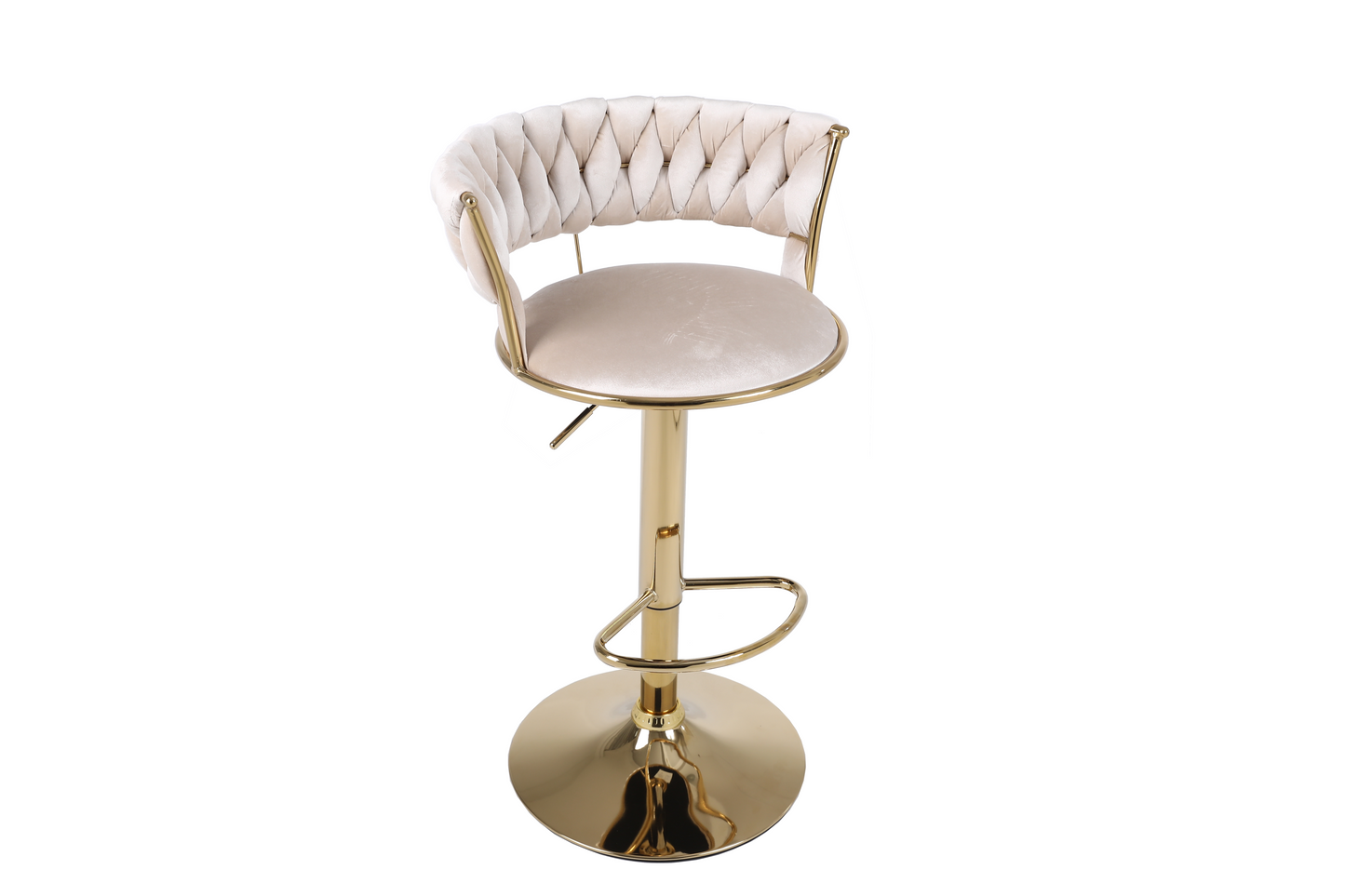 Camilla Cream & Gold Velvet Bar Stool