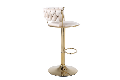 Camilla Cream & Gold Velvet Bar Stool