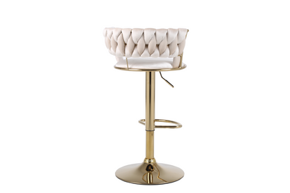 Camilla Cream & Gold Velvet Bar Stool