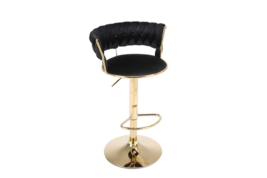 Camilla Black & Gold Velvet Bar Stool