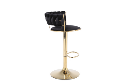 Camilla Black & Gold Velvet Bar Stool