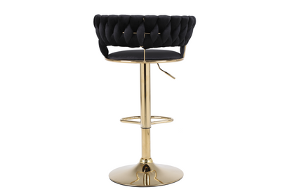 Camilla Black & Gold Velvet Bar Stool